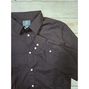H&M Men’s Dark Brown Long-Sleeve Button-Up Shirt